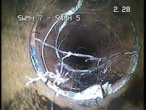 CCTV drain survey identifying a blocked drain.